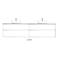 Ensemble SIGNATURE 201cm meuble 4 tiroirs + plan compact (vasques à poser en option) - Laque au choix - DECOTEC