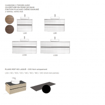 Ensemble SIGNATURE 201cm meuble 4 tiroirs + plan compact Noir mat (vasques à poser en option) - Placage bois - DECOTEC