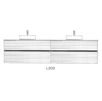 Ensemble SIGNATURE 201cm meuble 4 tiroirs + plan compact Noir mat (vasques � poser en option) - Placage bois - DECOTEC