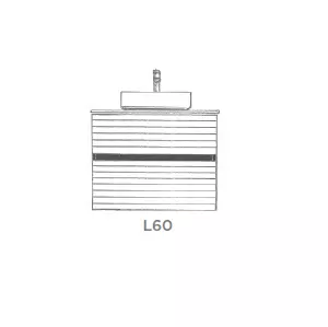 Ensemble SIGNATURE 61cm meuble 2 tiroirs + plan compact (vasque � poser en option) - Placage bois - DECOTEC