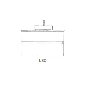 Ensemble SIGNATURE 81cm meuble 2 tiroirs + plan compact (vasque � poser en option) - Laque au choix - DECOTEC