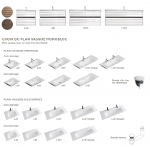 Ensemble SIGNATURE 81cm meuble 2 tiroirs + plan-vasque (perçage 1 robinet) - Placage bois - DECOTEC