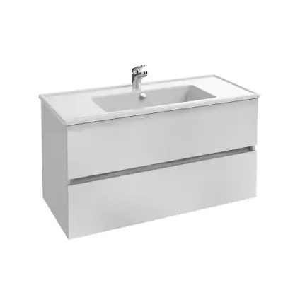 Ensemble TOLBIAC 100 cm 2 tiroirs - Finition m�lamin� Blanc - Meuble + Vasque - JACOB DELAFON EB2354-NWT