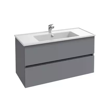 Ensemble TOLBIAC 100 cm 2 tiroirs - Finition m�lamin� Gris mat - Meuble + Vasque - JACOB DELAFON EB2354-NGY