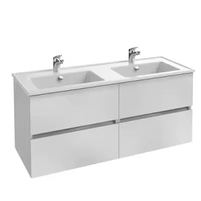 Ensemble TOLBIAC 120 cm 4 tiroirs - Finition m�lamin� Blanc - Meuble + Vasque - JACOB DELAFON EB2355-NWT
