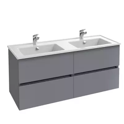 Ensemble TOLBIAC 120 cm 4 tiroirs - Finition m�lamin� Gris mat - Meuble + Vasque - JACOB DELAFON EB2355-NGY