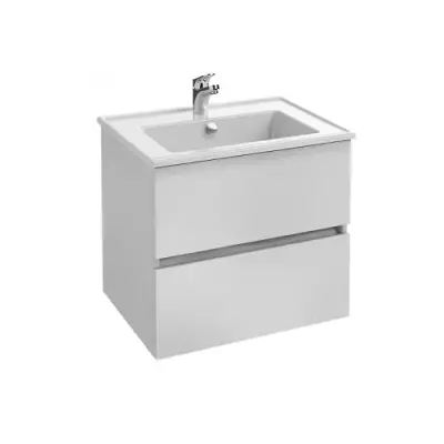 Ensemble TOLBIAC 60 cm 2 tiroirs - Finition m�lamin� Blanc - Meuble + Vasque - JACOB DELAFON EB2350-NWT