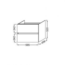 Ensemble TOLBIAC 60 cm 2 tiroirs - Finition mélaminé Blanc - Meuble + Vasque (miroir en option) - JACOB DELAFON EB2350-NWT