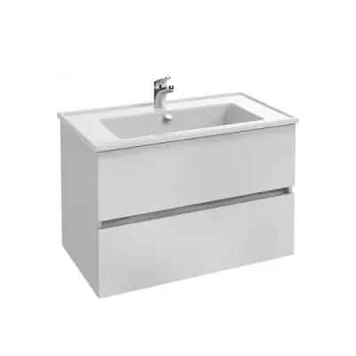 Ensemble TOLBIAC 80 cm 2 tiroirs - Finition m�lamin� Blanc - Meuble + Vasque - JACOB DELAFON EB2352-NWT
