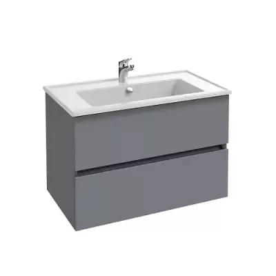 Ensemble TOLBIAC 80 cm 2 tiroirs - Finition m�lamin� Gris mat - Meuble + Vasque - JACOB DELAFON EB2352-NGY
