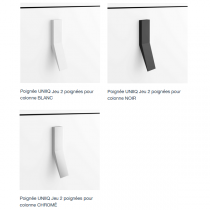 Ensemble UNIIQ 90cm Blanc mat - 2 tiroirs/1 porte à gauche - Meuble + Plan-vasque Solid-surface - Poignées au choix