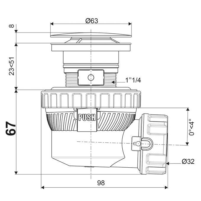 Bonde et siphon de lavabo ultra compact - Nano 6.7 Wirquin Bonde