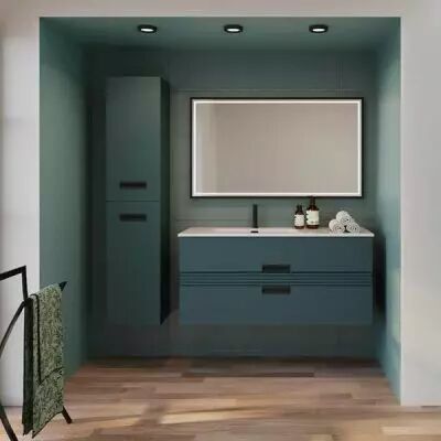 Ensemble VIBRATO 120cm meuble 2 tiroirs + plan-vasque c�ramique 1 trou de robinet - D�cor bois ou laque au choix - DECOTEC