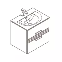Ensemble VIBRATO 60cm meuble 2 tiroirs + plan-vasque c�ramique - D�cor bois ou laque au choix - DECOTEC