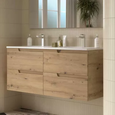 Ensemble VIMA 121cm Ch�ne montana meuble 2 tiroirs + vasque (miroir en option) - SALGAR R�f. 117943