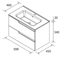 Ensemble VIMA 61cm Blanc satin&eacute; meuble 2 tiroirs + vasque (miroir en option) - SALGAR R&eacute;f. 111762