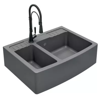Evier 2 cuves Clotaire 89.8x66.1cm Luisigranit Gris Titanium - LUISINA R�f. EV9529021