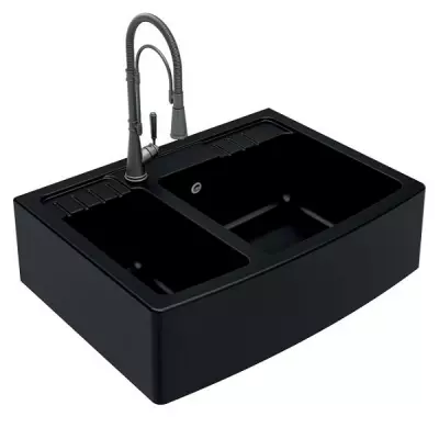 Evier 2 cuves Clotaire 89.8x66.1cm Luisigranit Noir - LUISINA R�f. EV9529009