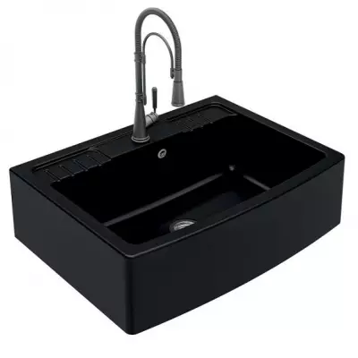Evier � poser 1 cuve Clotaire 89.8x66.1cm Noir - LUISINA R�f. EV9530009