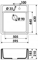 EVIER THIBERT I 1B 595X630X210 BLANC - LUISINA Réf. EV93000 006