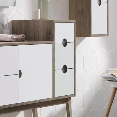 Extension 30cm 3 tiroirs pour meuble Baltic ch�ne moyen / Blanc craie - O\'DESIGN R�f. MTBALTIC650B