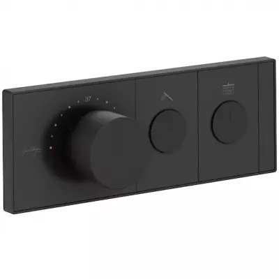 Fa�ade mitigeur thermostatique 2 sorties � encastrer Grands Boulevards Noir mat - Jacob Delafon R�f. E26346-9-BL