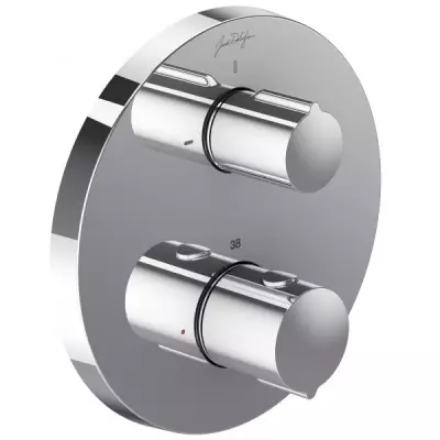 Fa�ade mitigeur thermostatique 2 sorties � encastrer Modulo Round Chrom� - JACOB DELAFON R�f. E75390-CP