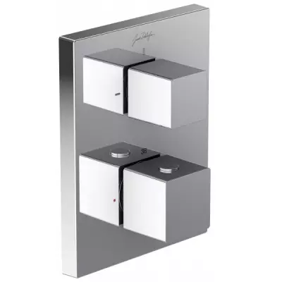 Fa�ade mitigeur thermostatique 2 sorties � encastrer Modulo Square Chrom� - JACOB DELAFON R�f. E75391-CP