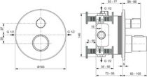 Façade pour mitigeur thermostatique à encastrer Caratherm T100 1 sortie Gris magnétique - Ideal Standard Réf. A5813A5