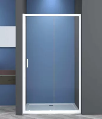 FORDHAM+P.COULISSANTE 140x195 VERRE 6mm TRANSP TRAITE BLANC BRILLANT - Atelier du Bain R�f. FORUPCOU14SCTL