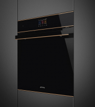 Four combiné vapeur Dolce Stil Novo 68l A+ Verre noir Eclipse/ finition cuivre - SMEG Réf. SO6604S4PNR