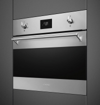 Four compact 45cm Classica Inox anti-trace / Verre noir - SMEG Elite Réf. SO4301M0X