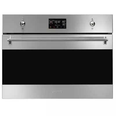 Four compact combin� vapeur Classica A++ Inox anti-trace / Verre noir - SMEG R�f. SO4302S3X
