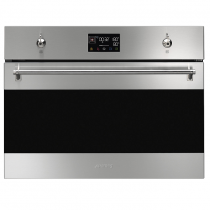 Four compact combiné vapeur Classica A++ Inox anti-trace / Verre noir - SMEG Réf. SO4302S3X