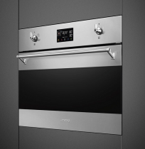 Four compact combiné vapeur Classica A++ Inox anti-trace / Verre noir - SMEG Réf. SO4302S3X