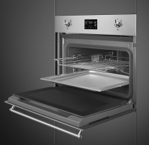 Four compact combiné vapeur Classica A++ Inox anti-trace / Verre noir - SMEG Réf. SO4302S3X