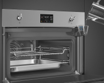 Four compact combiné vapeur Classica A++ Inox anti-trace / Verre noir - SMEG Réf. SO4302S3X