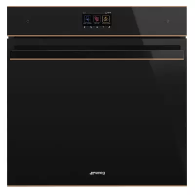 Four multifonction vapeur pyrolyse Dolce Stil Novo 68l A+ Verre noir Eclipse/ finition cuivre - SMEG R�f. SOP6604S2PNR