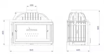 Foyer &agrave; bois 10kW 800 Angle vitre droite avec volet - INVICTA R&eacute;f. P628372