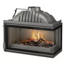 Foyer &agrave; bois 10kW 800 Angle vitre droite avec volet - INVICTA R&eacute;f. P628372