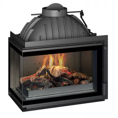 Foyer � bois ANGLE 700 9kW vitre gauche avec volet - Invicta R�f. P627373