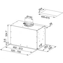 Groupe aspirant Box Plus FBFE XS A 52 52cm 550m3/h (620m3/h intensif) Inox - FRANKE Réf. 152968