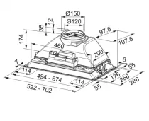 Groupe aspirant FBI 705 XS HCS 70cm 390m3/h Inox  - FRANKE R&eacute;f. 764766