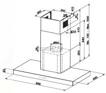 Hotte box Crystal FCR 925 TC 90cm 600m3/h (750m3/h intensif) Inox / verre Noir - Franke Réf. 055887