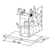 Hotte box FORMAT  FDF EG6 60XS 60cm 500m3/h Inox - FRANKE Réf. 764995