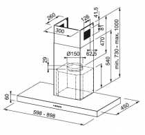 Hotte box FORMAT HIGH  FDF EV8 60 XS 60cm 620m3/h (700m3/h intensif) Inox - FRANKE Réf. 765053