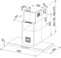 Hotte box Mythos Air Hub 90cm 580m3/h (740m3/h intensif) Noir mat - FRANKE Réf. 221466