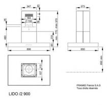 Hotte centrale Lido/2 900 sans moteur Inox - ROBLIN Réf. 6058001