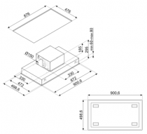 Hotte de plafond 90cm 624m3/h (798m3/h intensif) Inox - SMEG Réf. KSCB94X