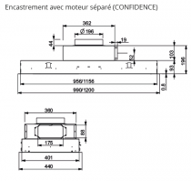 Hotte de plafond Confidence 100cm sans moteur verre Blanc - ROBLIN Réf. 6209264